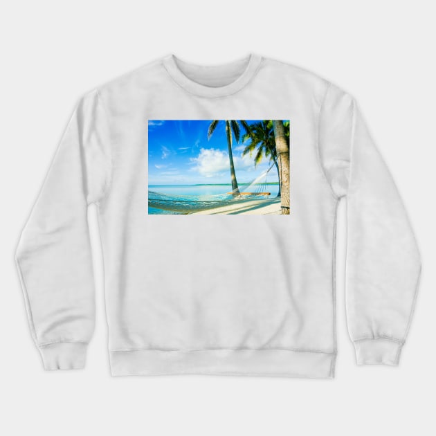 Empty hammock in warm tropical shade. Crewneck Sweatshirt by brians101